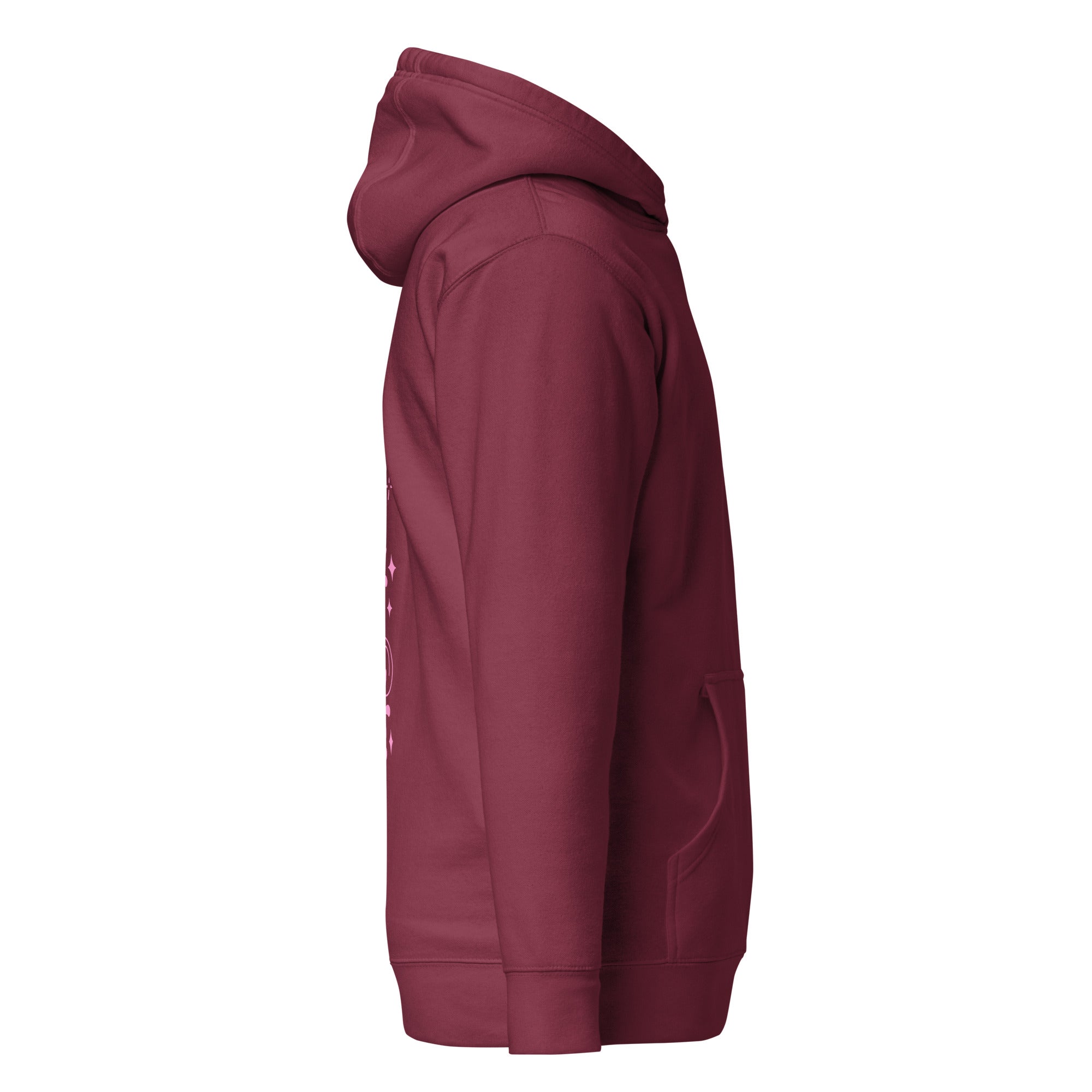 Maroon hoodie with pink retro typography reading ‘Whatever you’re not changing, you’re choosing’ – Roydel Graphic faith‑based streetwear”